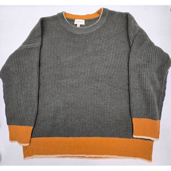 Skies Are Blue Curvy Womens Sweater Size 1X Orange & Gray Ribbed Knit - Picture 1 of 6